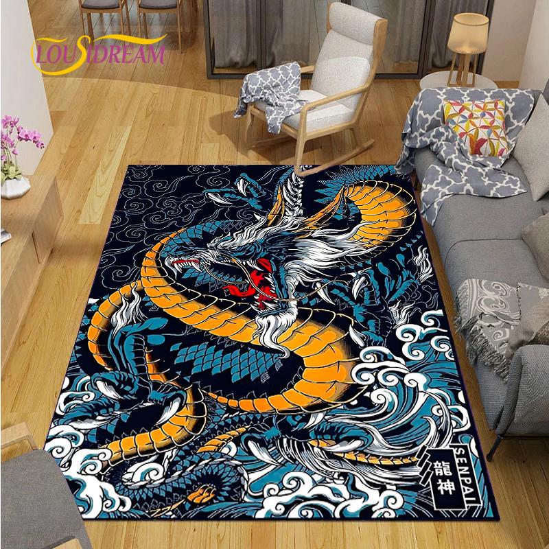 Alfombra Dragon and Tiger Fight Carpet Living Room Sofa Coffee Table Door Bedroom Rug Kitchen Kid Anti-slip Floor Mat Home Decor