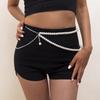 Sexy Vacation Style Imitation Pearl Double Waist Chain Women, Fashion Chain Fringed Body Chain