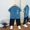 Completo Estivo da Ragazzo a Maniche Corte Stile Cinese per Bambini Hanbok Bello Completo Tang Cotone Lino Sezione Sottile di Abbigliamento Antico