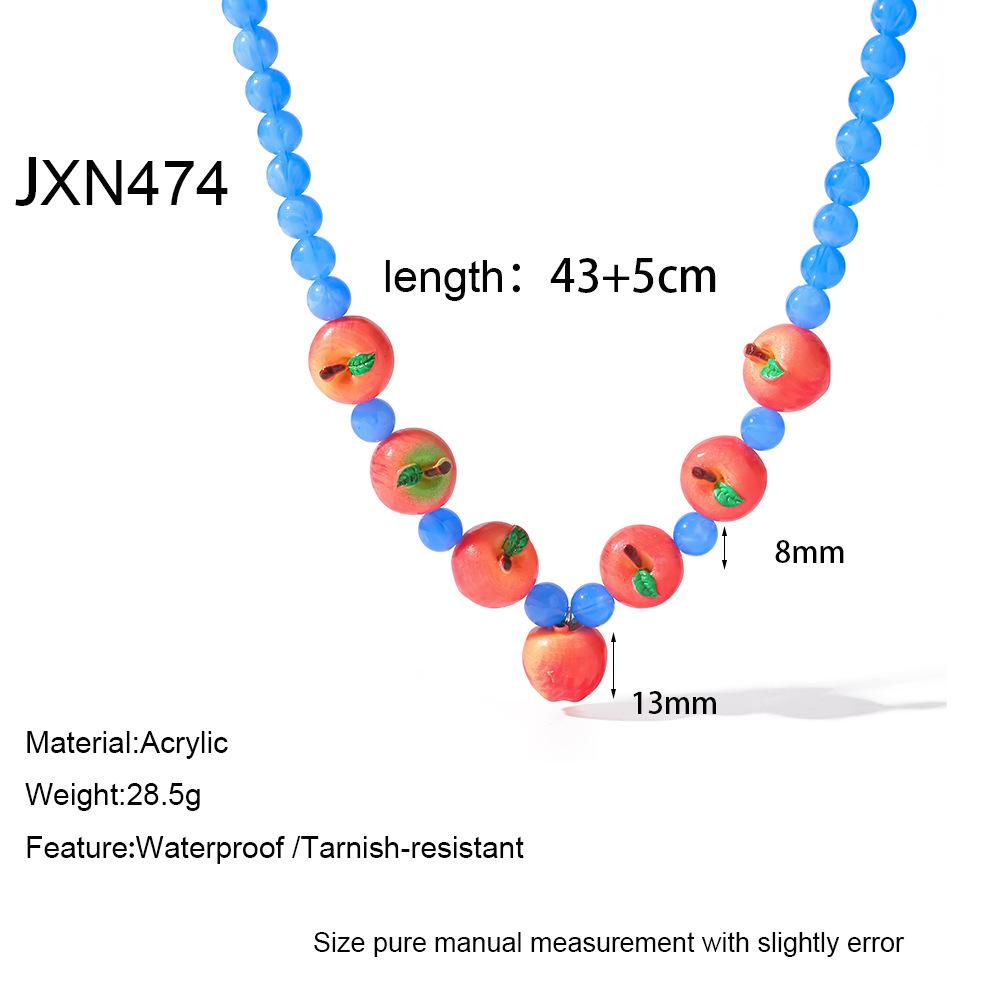 Popular summer vacation style colorful fruit acrylic handmade beaded necklace women do not fade jewelry