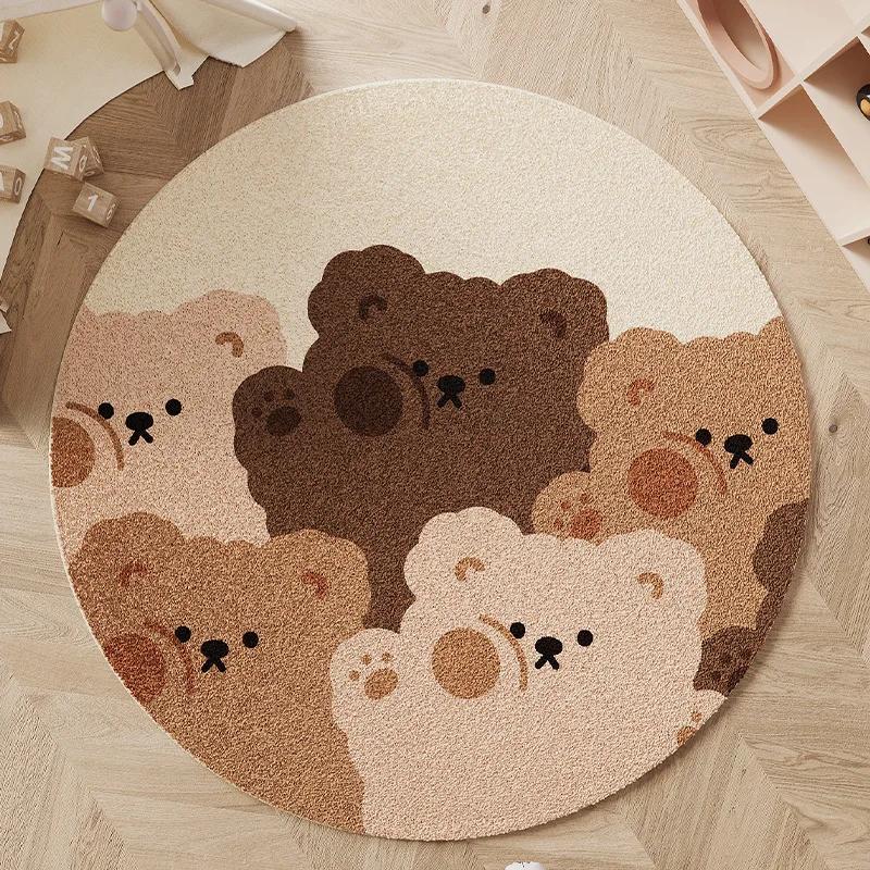 Girly Style Living Room Decoration Plush Carpet Cartoon Children's Room Round Rug Fluffy Soft Rugs for Bedroom Home Thick Mat