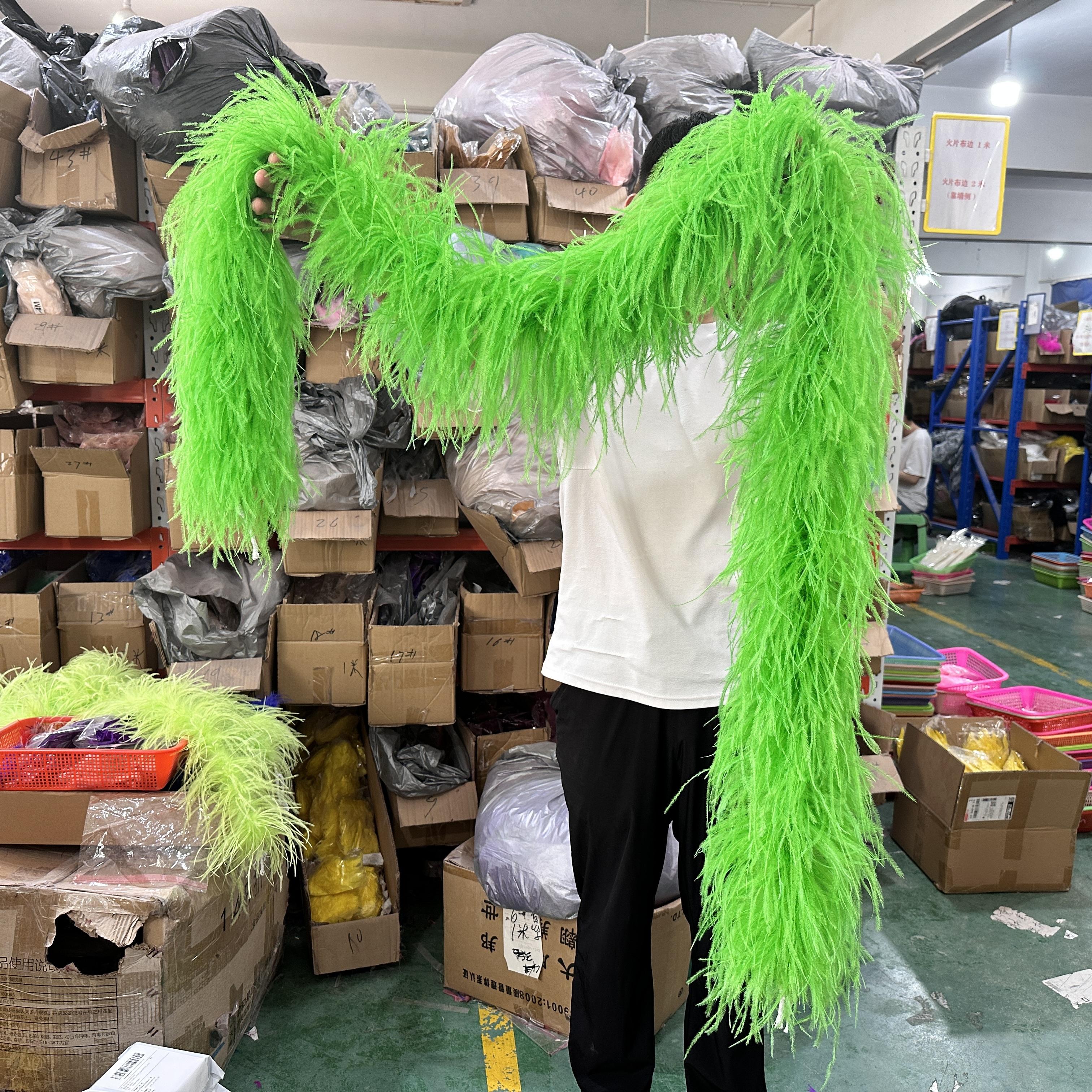 

DIY Colorful Ostrich Feather Boa 6Ply Fluffy Shawl 0.5/1/2/3/4 Meter for Wedding Dress Carnival Performance Costume Party Decoration 6Ply 0.5Meter колір зеленого яблука