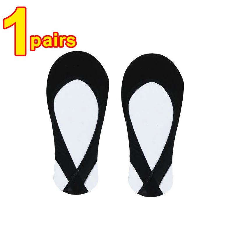Ultradünne unsichtbare Bootssocken für Damen, Sommer-Silikon-Anti-Rutsch-Socken für High Heels, Eisseide, Halbhand-Hosenträger 34-39 black