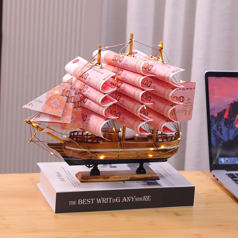 Handmade Minimalist Wooden Sailboat Ornament - Valentine's Gift for Her