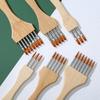 3pcs Flat/Pointed Nylon Paint Brushes, Wooden Handle Multi-tooth Brush, Watercolor Acrylic Oil Painting Tools for Art Students