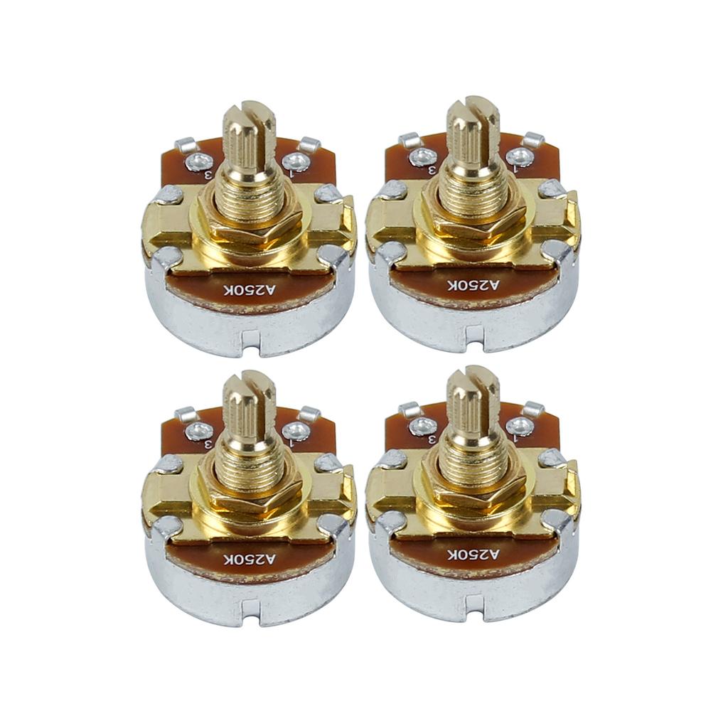 FLEOR 4 Stück Goldener kurzer Schaft Potentiometer Gitarren Potis 500K 250K Wählen Sie E-Gitarrenteile