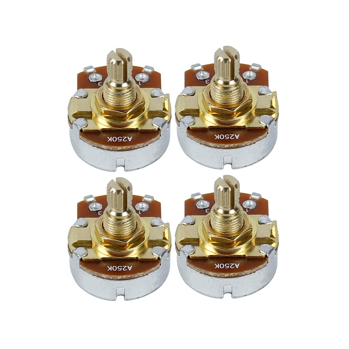FLEOR 4PCS Golden Short Shaft Potentiometer Guitar Pots 500K 250K Choose Electric Guitar Parts
