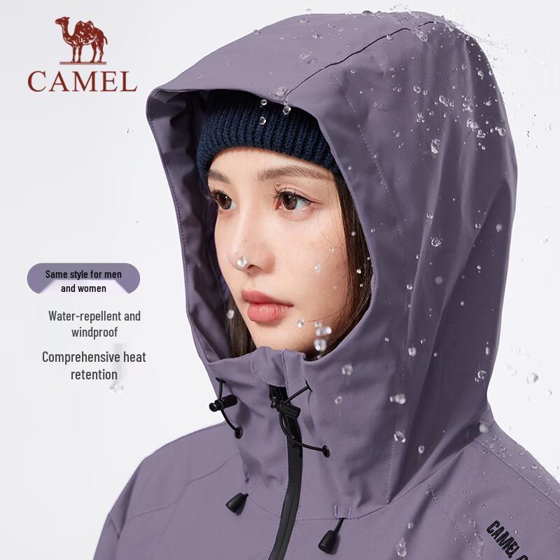 Camel Unisex All-Terrain 3-Proof Water-Resistant Outdoor Hooded Jacket C35CR0Q0019