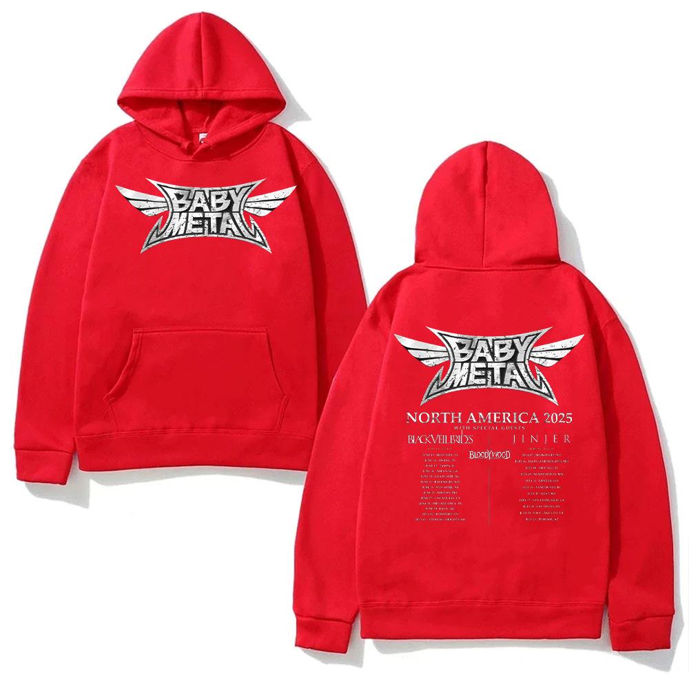 Babymetal Rocková kapela Mikiny Babymetal Severoamerické turné 2026 Mikina Pánská Dámská Ležérní Harajuku Oblečení Móda Bavlněné Tričko