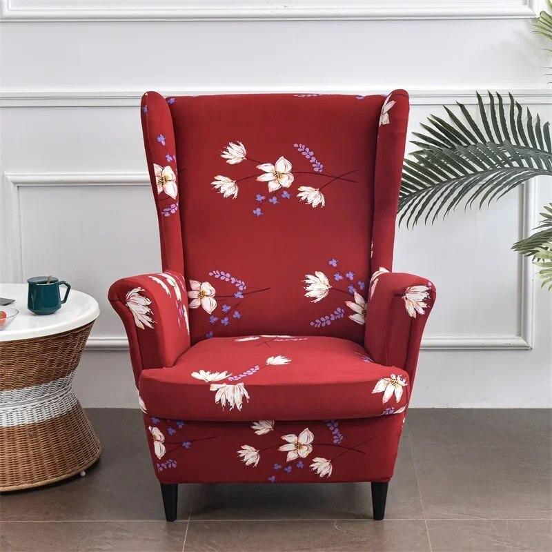 Nordic Floral Wing Chair Cover Stretch Armchair Covers Removable Relax Single Sofa Slipcover Modern Furniture Protector Cover