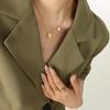 European & American Beaded Pearl Oval Pendant Necklace - Titanium Steel Fashion Choker with Clavicle Chain for Women