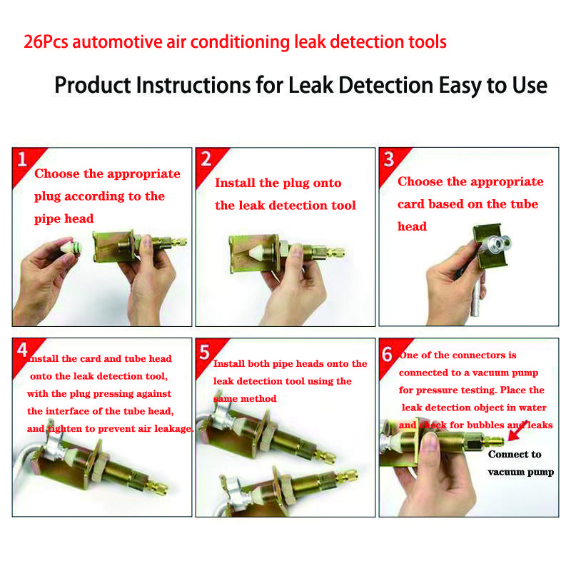 Universal A/C Leak Testing Detector Tool / Flush Fitting Adapter Kit Fit for 98% Vehicles for A/C System Repair Tool