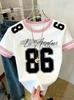 Womens MEN Short Sleeve STRIPE LOS ANGELES NO.86 Print T-Shirt Girl Round Neck Tee Outdoor Sports plus-size women's clothing