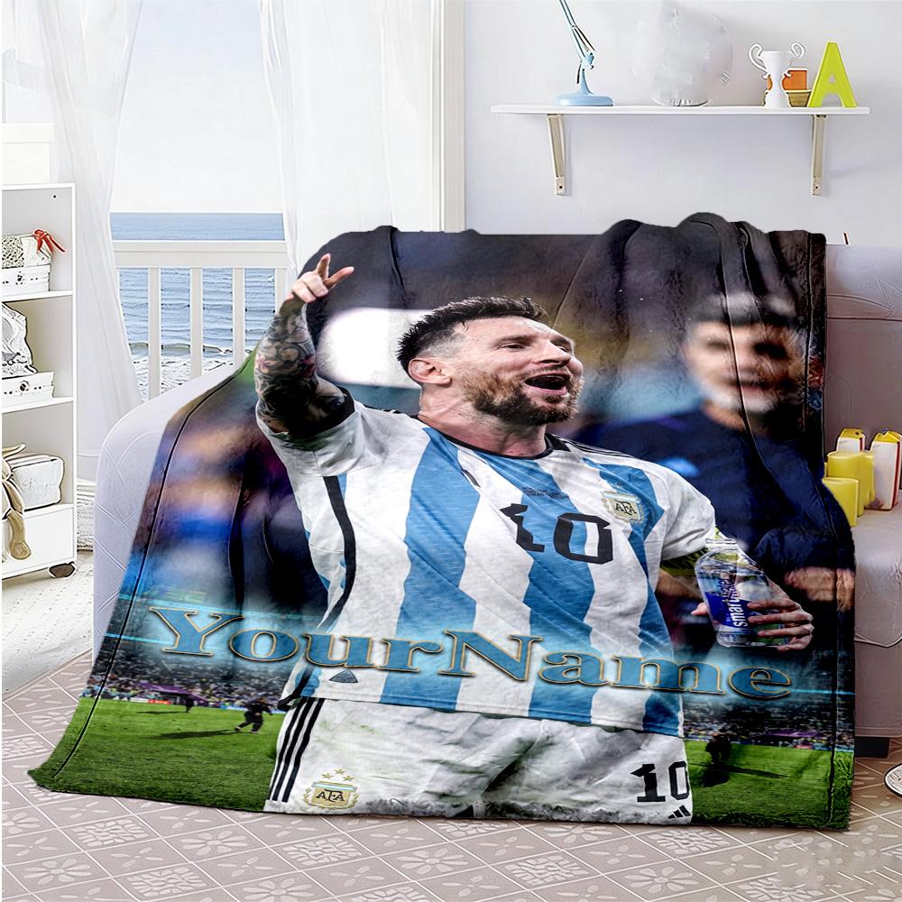 Messi 414 Customize Your Name Blanket Throw Customizable Blanket Comfortable for Bed Sofa Seaside Livingroom Ideal for All Seasons