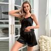 Yaoting Damen Satin Spitzen Pyjama Set - Camisole mit Sommershorts