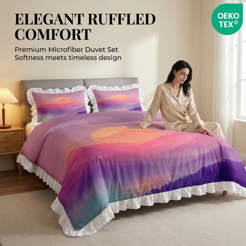 Small Fresh Lotus Leaf Lace Pink Quilt Set Washed Cotton Four Piece Set