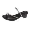 Thick-heeled slippers women's summer outer wear new with skirt rhinestone sandals women's versatile toe sandals