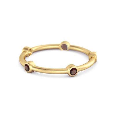 Granat Minimal Stapelbarer Bandring - 925er Sterlingsilber Gold Vermeil
