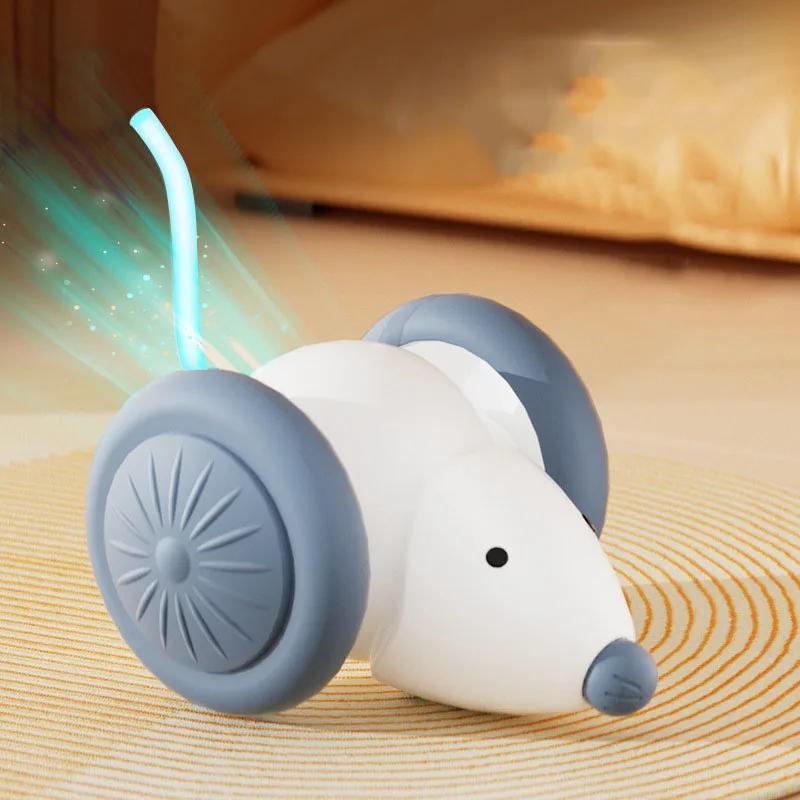 

Electric Mouse Cat Toy Interactive Automatic Kitten Toy Intelligent Obstacle Avoidance Rechargeable Pet Toy белый