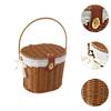 Kosz Przenośny Organizer Lekki Kosz na Owoce Rustykalny Kosz Piknikowy z Uchwytem i Pokrywką dla