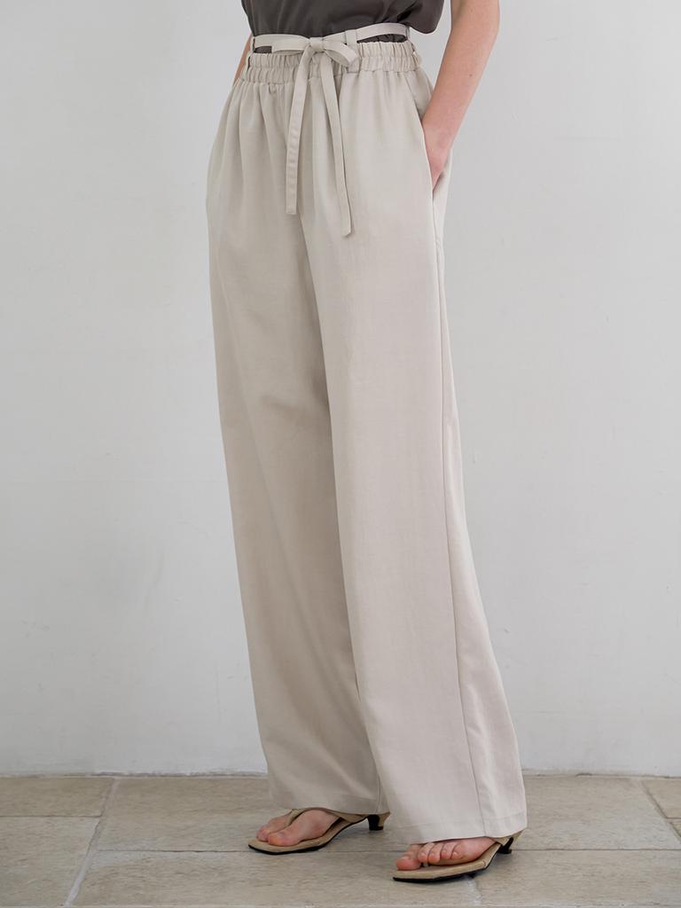 MOMET Franc String Wide Linen Pants Natural Beige