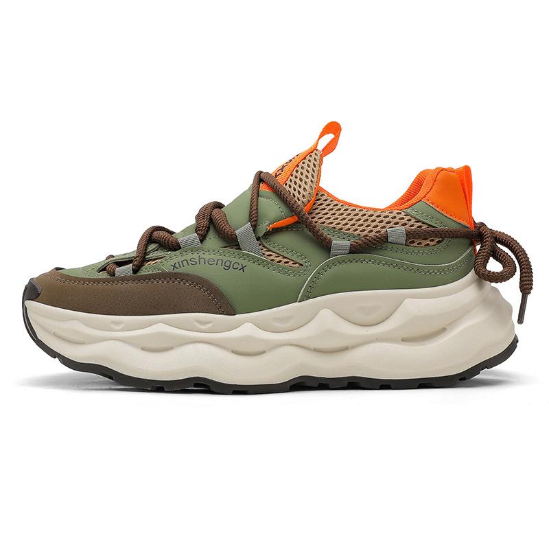 Men's shoes summer 2025 new breathable sports casual mesh shoes men's fashion thick-soled height-increasing running dad shoes