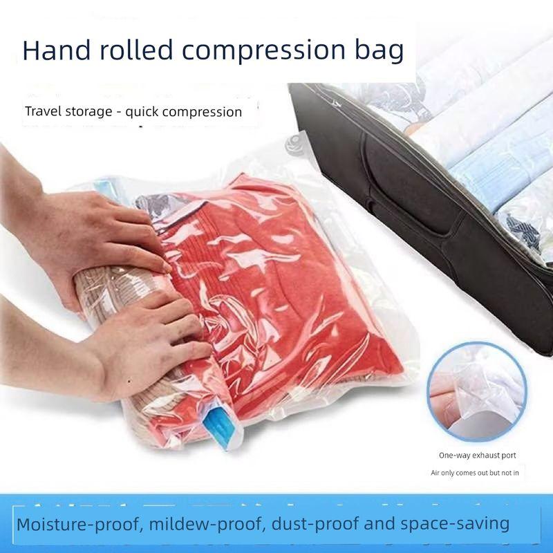 Clothing Compression Bag, Vacuum Storage Bag, Travel Suitcase Organizer, Waterproof Hand-Rolled Storage Artifact, No Need to Pump Air Out