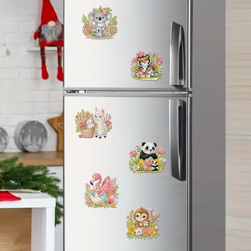 6Pcs Acrylic DIY Diamond Painting Fridge Magnets Diamond Painting Magnets Kit Crystal Sparkling Diamond Magnets Set