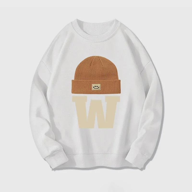 Dámská retro hnědá mikina s kulatým výstřihem – lehká, volný střih, dopisní potisk, všestranný líný styl na jaro a podzim