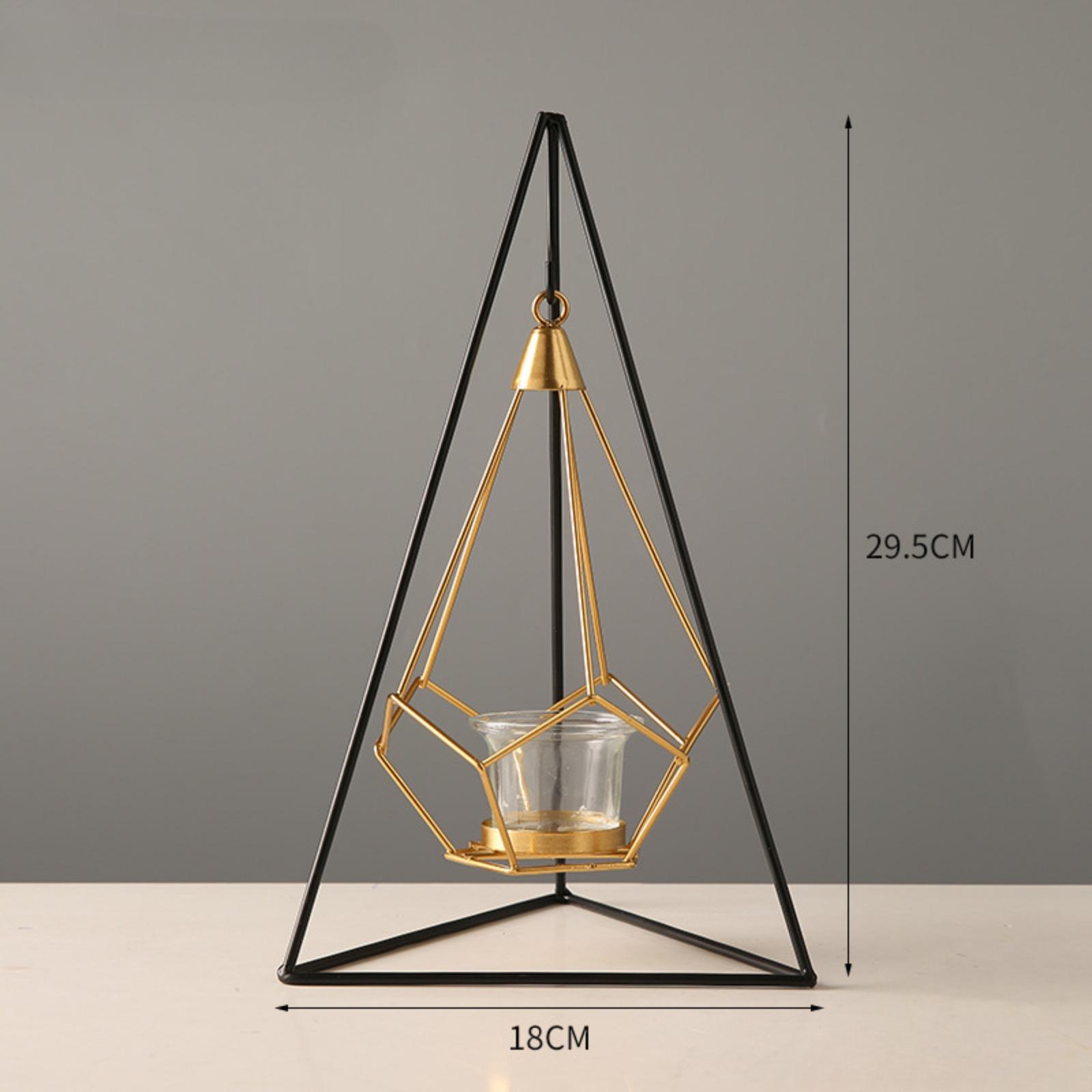 

Геометрический свободно качающийся подсвечник для чайной свечи, декоративный современный подвесной фонарь, настольный центральный элемент C золотой