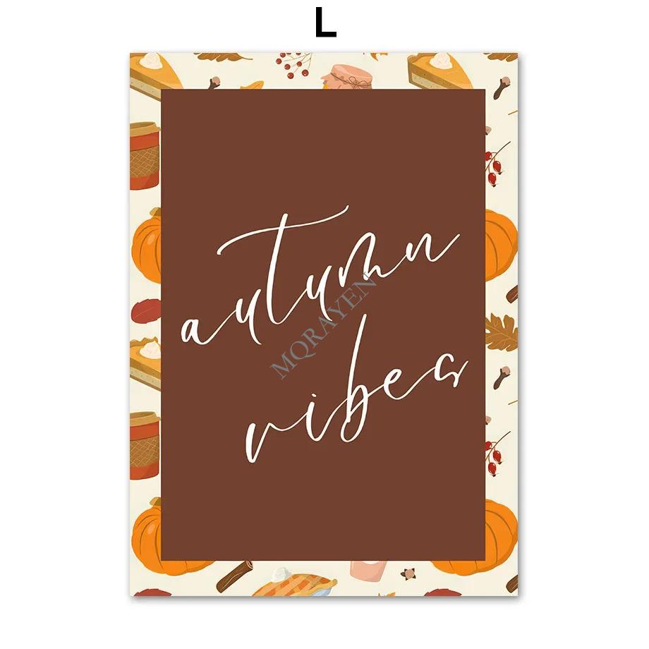 Quotes Autumn Posters Prints Canvas Painting Gallery Wall Art Pictures For Living Room Home Decor Fall Leaves Pumpkin Turkey Car