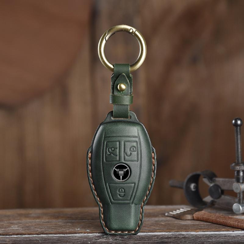 Retro and Old Style Handmade Real Cowhide Car Key Cover Is Suitable for Mercedes-Benz Bag Case.