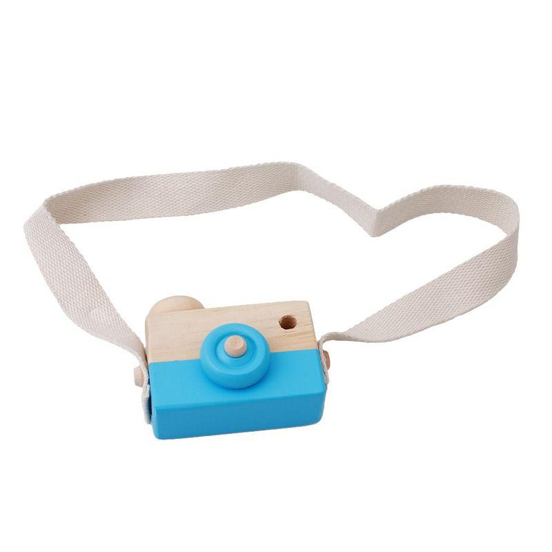 

Children Simulation Wooden Camera Toy Educational Room Hanging Decor Gift Xmas Blue