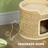 Cat Scratching Post, Play and Relaxation Area, Plush, diameter 38 x 37H cm, Khaki-Beige, Up to 5 kg