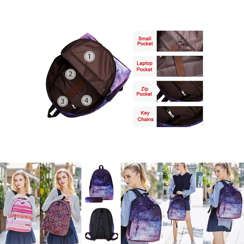 Stylish And Spacious Women Girl Galaxy Starry Backpack For School And Travel