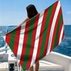 Xmas Diagonal Stripes Beach Towel Ultra-fine Fiber Quick Drying Absorbent Beach Swimming Vacationvacation Essentials Gifts