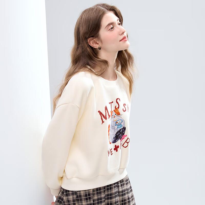 Betu Women's 2025 Winter Round Neck Graphic Long Sleeve Sweatshirt