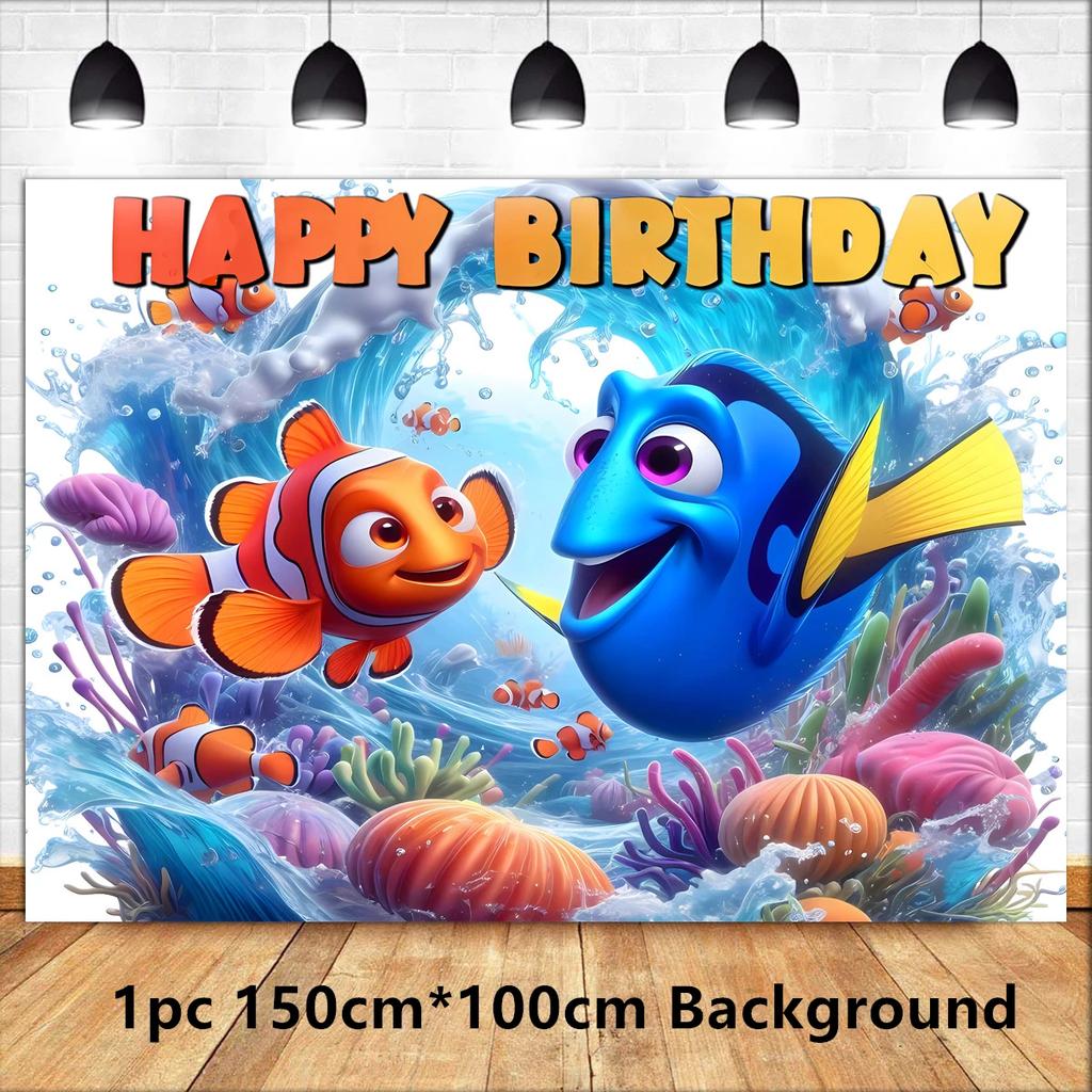 Finding Nemo Latex Balloons Clownfish Ocean Sea Clown Fish Foil Ballons Happy Birthday Banner Cake Topper Party Decor Toy