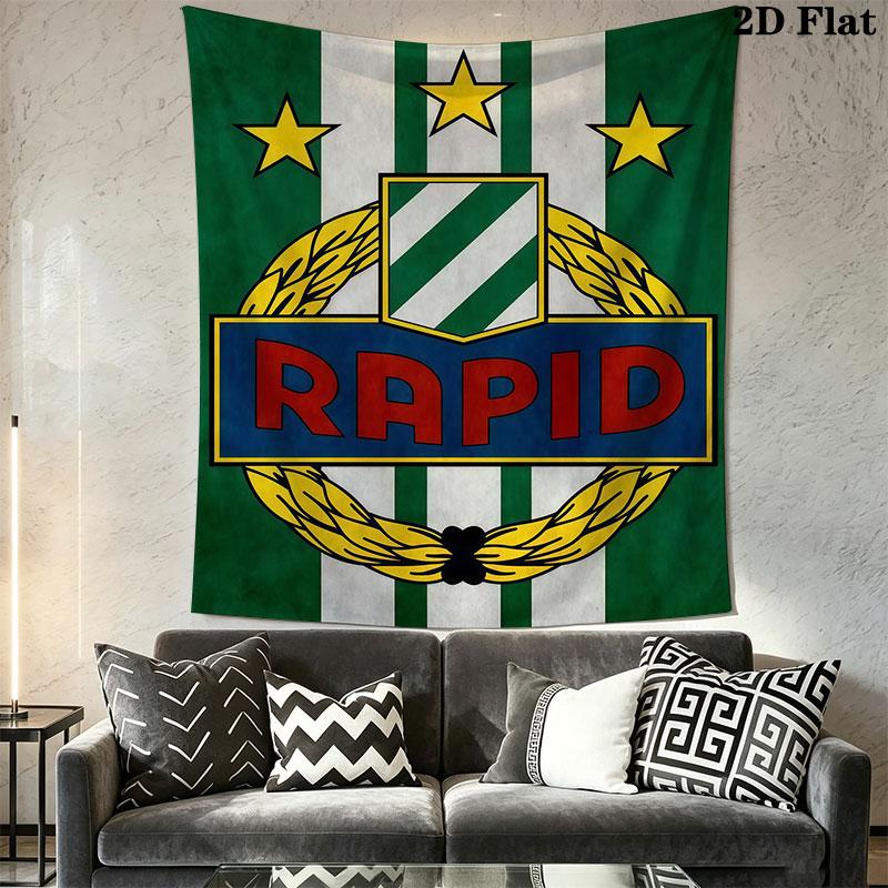 Rapid Vienna logo Wall Hanging Printed Fabric Blanket Decorative Tapestries for Bedroom Living Room Home Decor