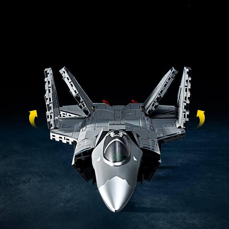 689pcs Military Series J-35 Carrier-based Fighter Jet Building Blocks Children's Toys