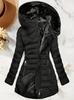European Women's Hooded Long-Sleeve Slim-Fit Cotton Jacket with Waist-Cinch and Diagonal Zipper