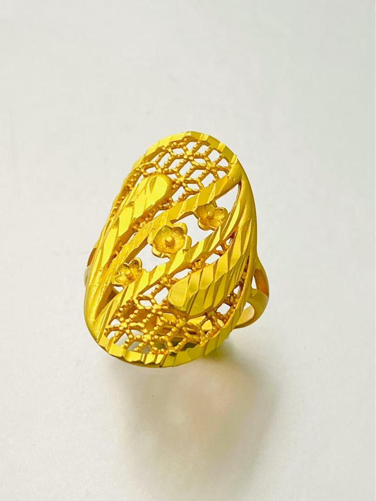 24K Gold Plated Adjustable Brass Ring - Personalized High-End Design