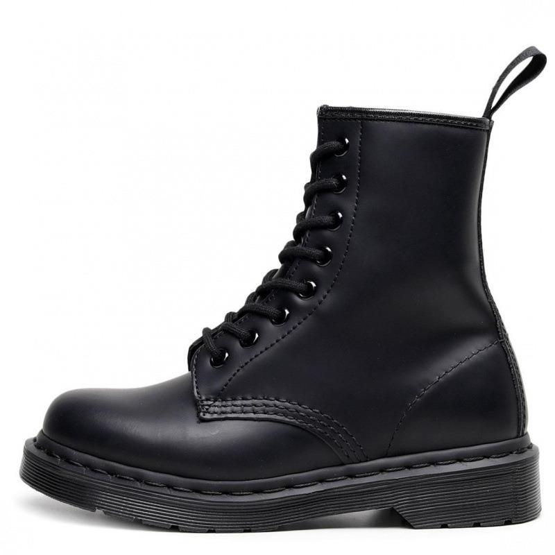 Martin Boots Tooling Boots Women's Hard Leather Pure Black Line Couple Short Boots Men's and Women's Leather Boots Round Head Trend