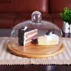 BRNordic Style Retro Wooden Cake Plate Glass Cover Dessert Table Display Stand Tray Home Kitchen Decoration Festive PartyEY