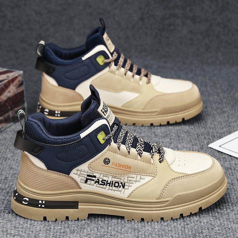 High-top tooling shoes men's Martin shoes autumn and winter men's shoes leather surface casual sports trendy shoes men