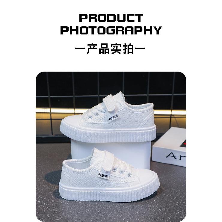 Frühling Neue Kinder Weiße Schuhe Jungen und Mädchen Canvas Schuhe Atmungsaktive Sneaker Performance Grundschüler Weiße Einzelne Schuhe
