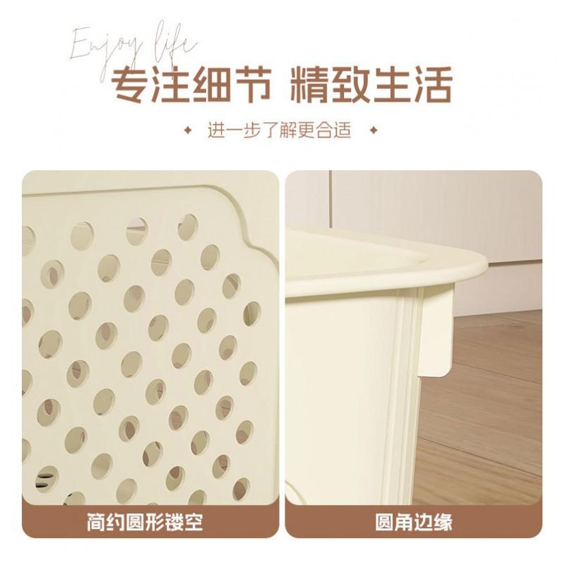 Plastic Storage Basket Kitchen Cabinet Bedroom Desk Cosmetics Jewelry Books Cables Lightweight Organizer Cream Color