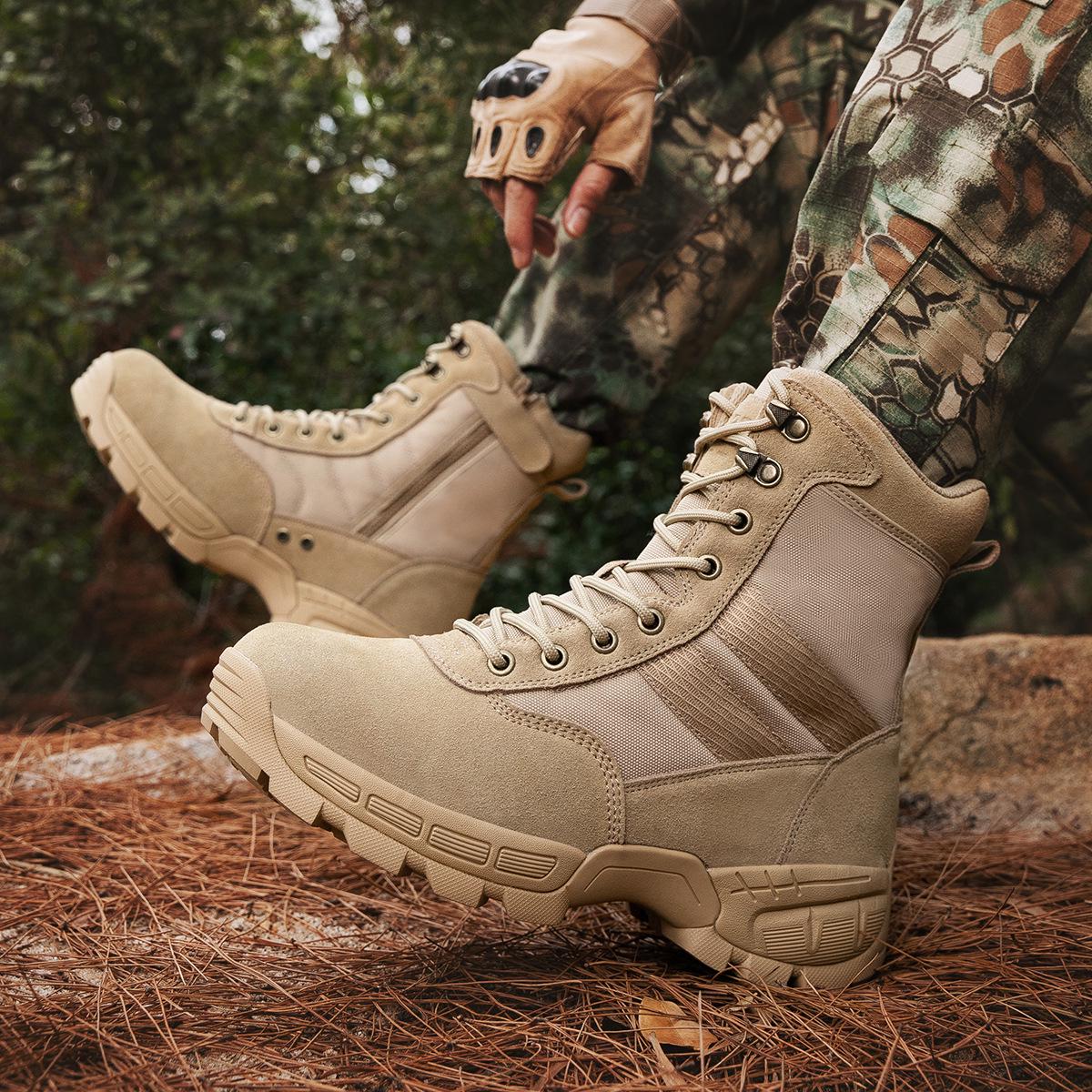 Men s Tactical High-Top Desert Combat Boots for Hiking and Climbing 41 песочный