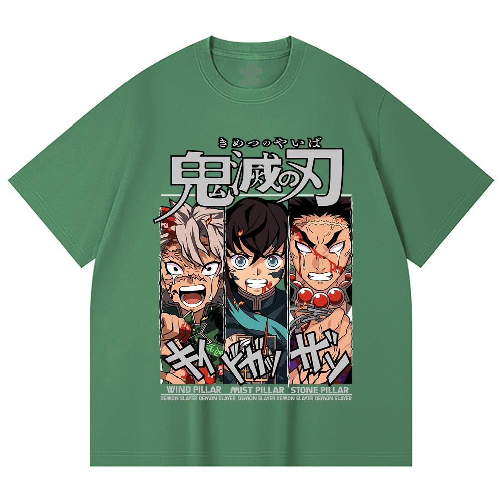 230 Gsm 100% Cotton Demon Slayer V60 Pillars Print Unisex Heavy Cotton T Shirt