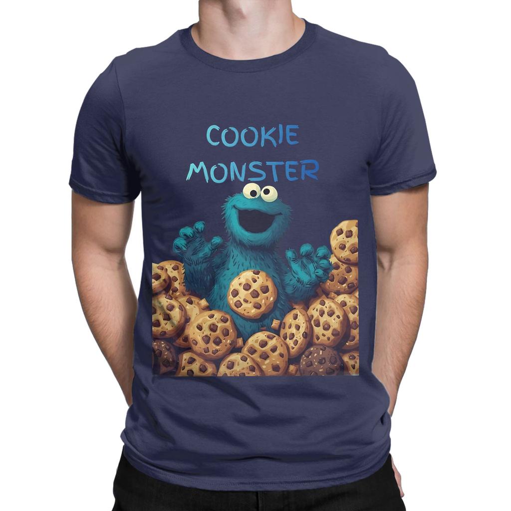 COOOKIE MONSTER Novelty 100 Cotton TShirt sSesame Street Tops Tees For Unisex